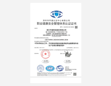 ISO45001 Certificate